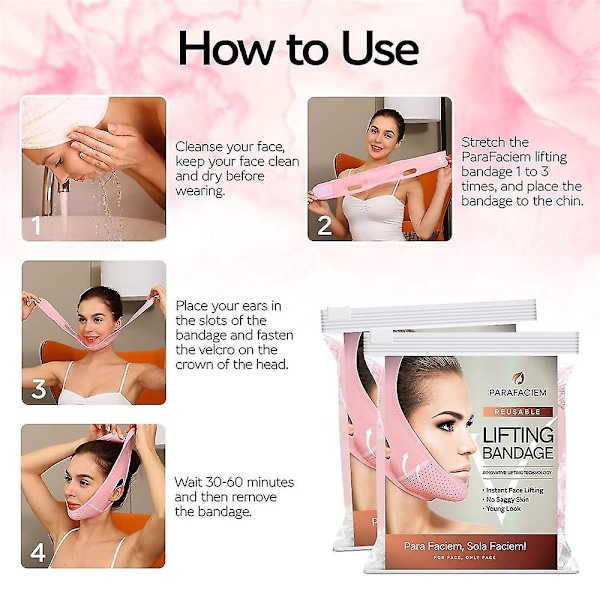 Genanvendelig V Line Maske Ansigts Slankende Rem Dobbelt Hage Reducer Pink