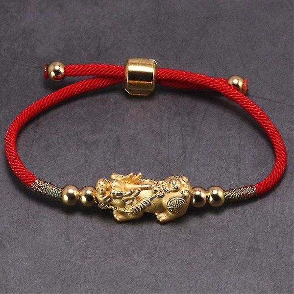 Feng Shui Svart String Piyao Armband Med Pixiu Justerbar Väv Hand Kedja Present För Red