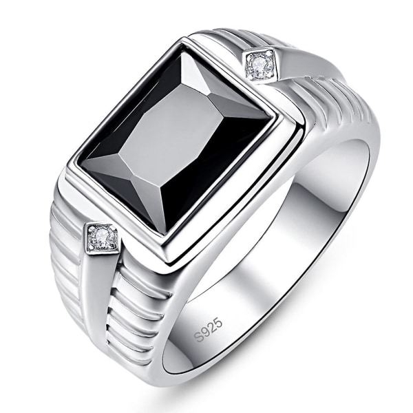 925 Sterling Sølv Firkantet Zirconia mænds ring Ny sort Onyx Hvid Cubic Zirconia mænd bryllup forlovelsesringe silver 12
