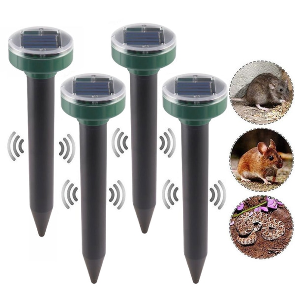 Utomhus solar ultraljud repeller orm och insektsavvisande vibrerande elektronisk högeffekt avelsfarm small round mouse repeller 4 pack