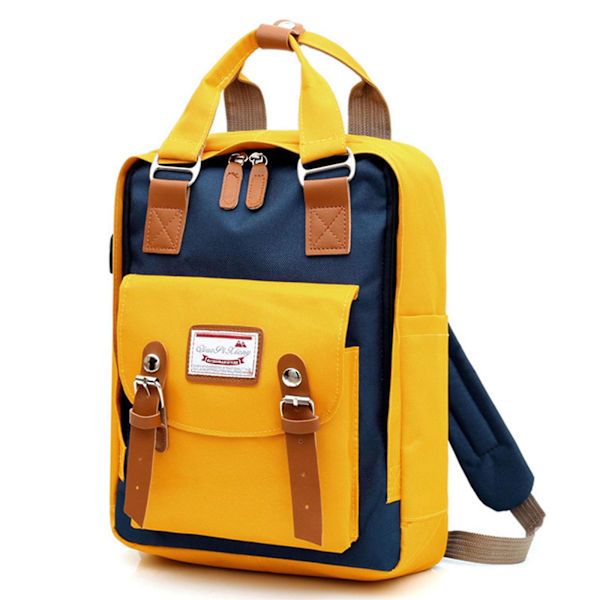 Ryggsäck Vattentät Casual Student Campus Bag Resedator Ryggsäck Dam Yellow And Blue
