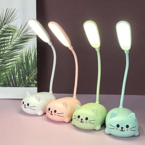 LED bordlampe tegneserie søt katt nattlampe green