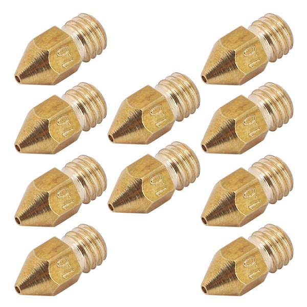 10-pack 1 mm mässingsextrudermunstycken för 1,75 mm MK8 3D-skrivare