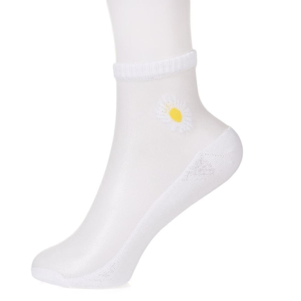 Fashion Short Socks Breathable Daisy Embroidery Ankle Socks Women Elastic Lace