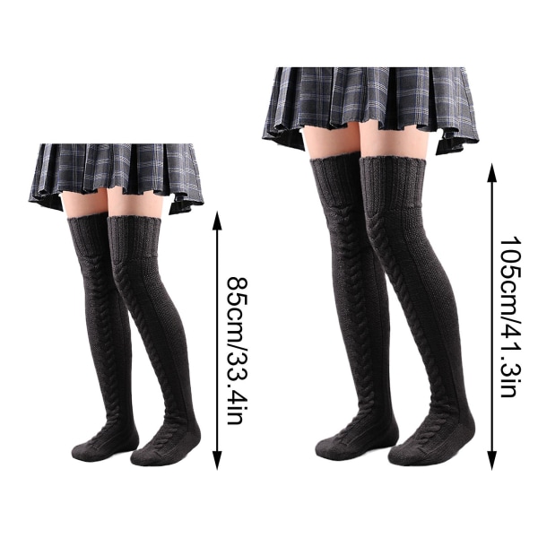 Mode Varma Vinter Stickade Strumpor Kvinnor Över Knä Lång Lår Hög Boot Mjuka strumpor Dark grey 105cm