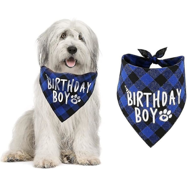 Hundsnusnäsduk,acsergery Dog Birthday Boy Bandana,acsergery Rutig husdjursvalp