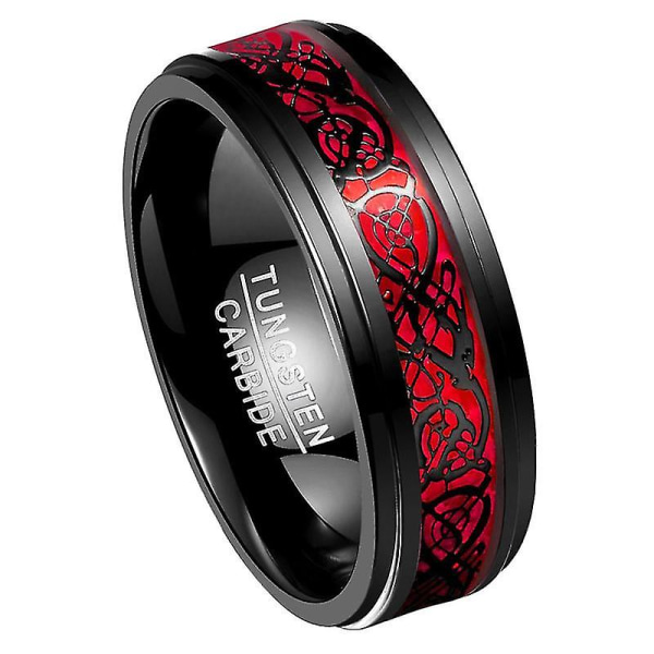 Jqueen Tungsten Cabide Ring För Män Kvinnor Svart Celtic Red Carbon Fiber Inlay Wedding Band 14