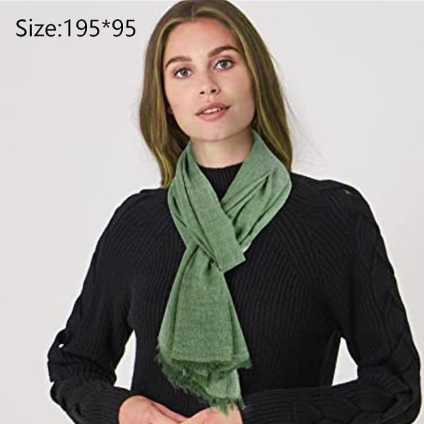 Bomull Linne Scarf Bred Linne Wrap Cape Vanlig Scarf dark green