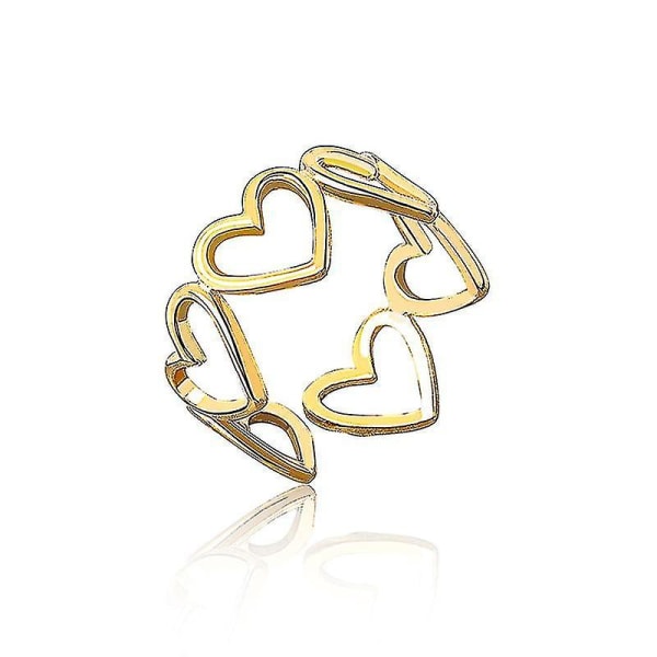 4 stk Kjærlighet Åpne Ringer Kvinnelig Stil Enkel Design Hul Hjerte-til-hjerte Gullbelagt Temperament Pekefinger Ring