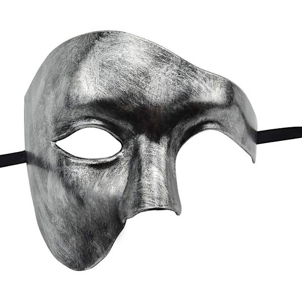 Mask för män Halloween Phantom of the Opera Masquerade Mask Silver