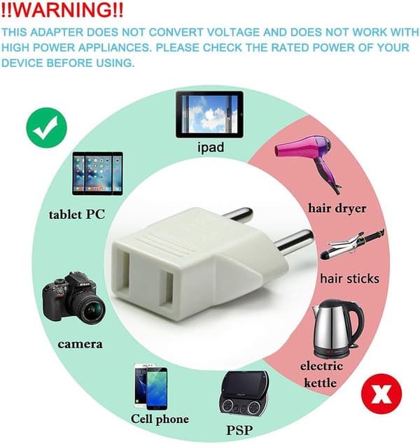 US til EU Adapter - Hvid