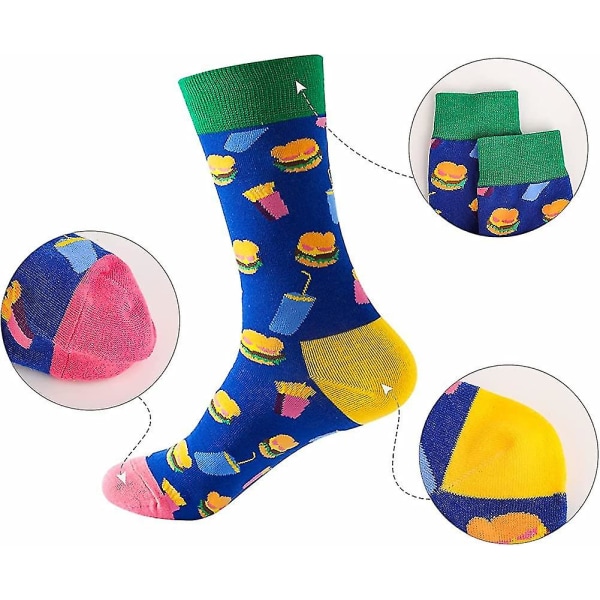 Sjove sokker til Lmell Mænd Nyhed Farverig Funky Sjov Bomuldskjole Crew Socks Fancy gave