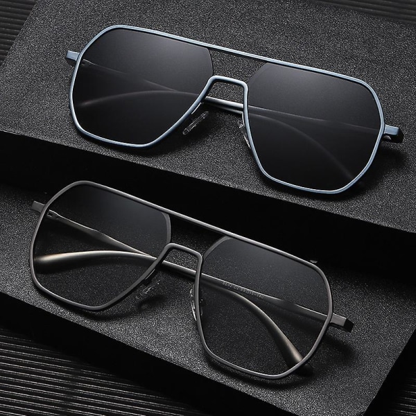 Polarisoidut aurinkolasit Alumiini Magnesium Päivä Yö Kaksikäyttöiset Värimuuttuvat lasit Aurinkolasit H Black frame Vari color card