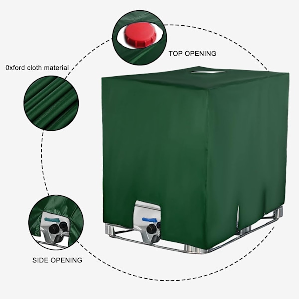 IBC-beholder, beskyttelse, anti-UV, beskyttelsescover til vandtank 1000 l, beskyttelseshætte Grön