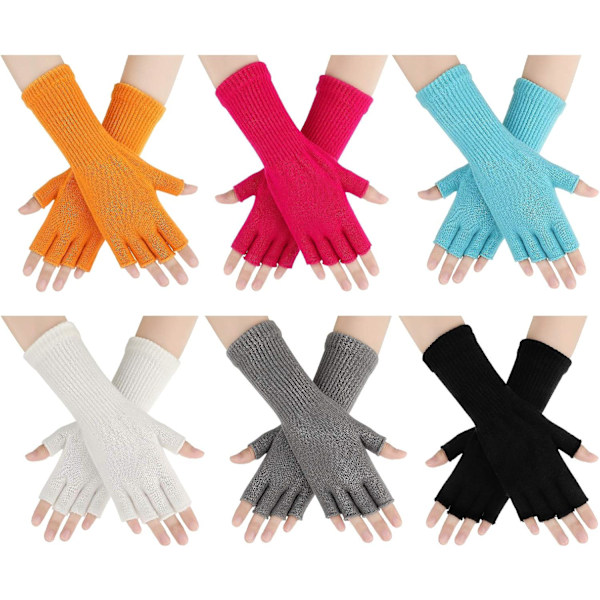 6 par unisex halvfingerhandsker varme