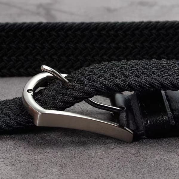 Män damer vävda flätade vanlige stretch casual bälten Black 110cm