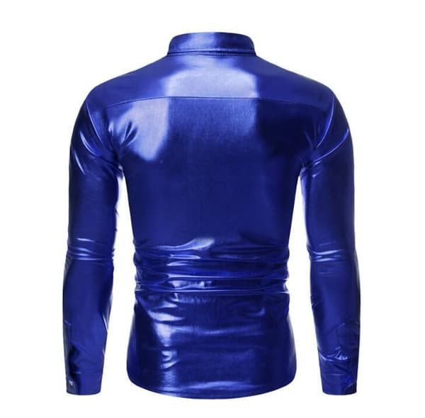 Langærmet pailletskjorte til herre til fest blue blue M