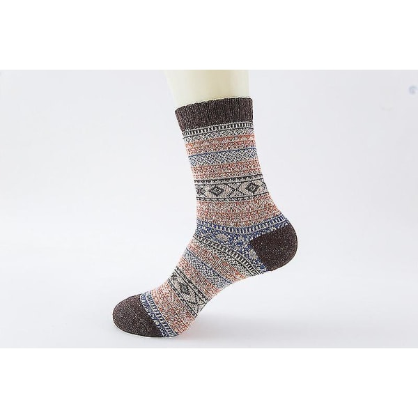 5 par herre sokker uld termisk varme strikke sokker Etnisk stil termiske sokker til vinter julegaver til mænd