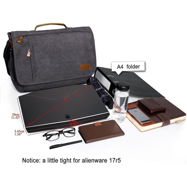 Laptop Messenger Bag 17 -17,3 tums Satchel axelväska för män för arbete