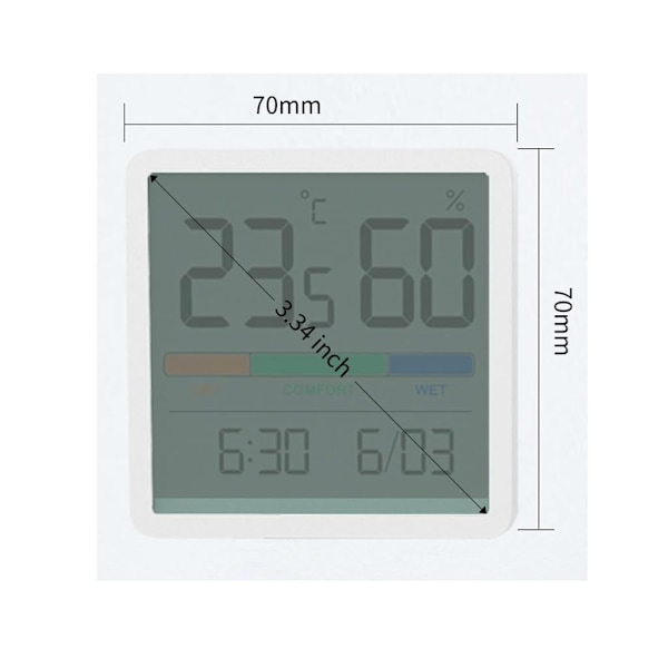 Hygrometer för hem och kontor, portabel inomhustermometer med kalibrering, stor LCD-display, temperaturmätare