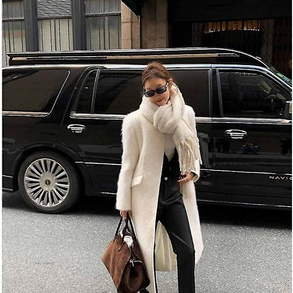 Stort tykt skjerf Fargerikt Cashmere Feel Oversized skjerf Teppe Mykt Stort ullsjal Tykt Vinter Varme Kvinner White