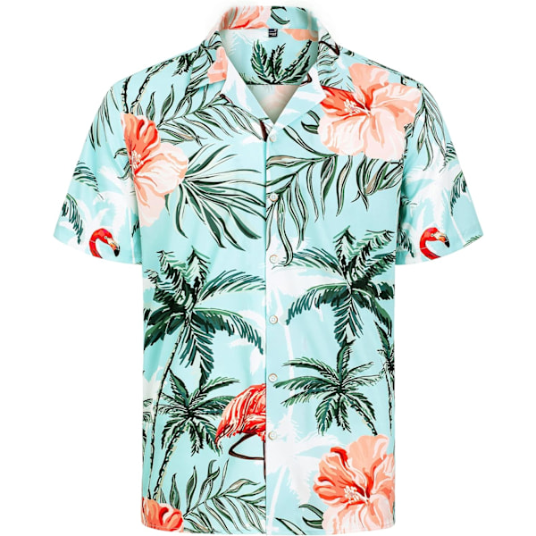 Miesten Havaiji-paita ja shortsit -setti Regular Fit lyhythihainen rento funky ranta flamingo paita setti L L Green Palm