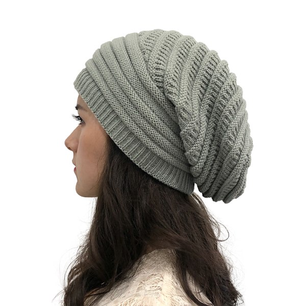 Huvudbonad Dam Beanie Varm Stickad Mössa Söt Mössa för Kallt Väd light grey