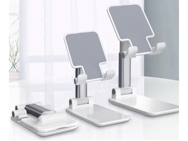 Telefonstativ - iPadholder - Sammenleggbar - Opptil 10 tommer White Vit