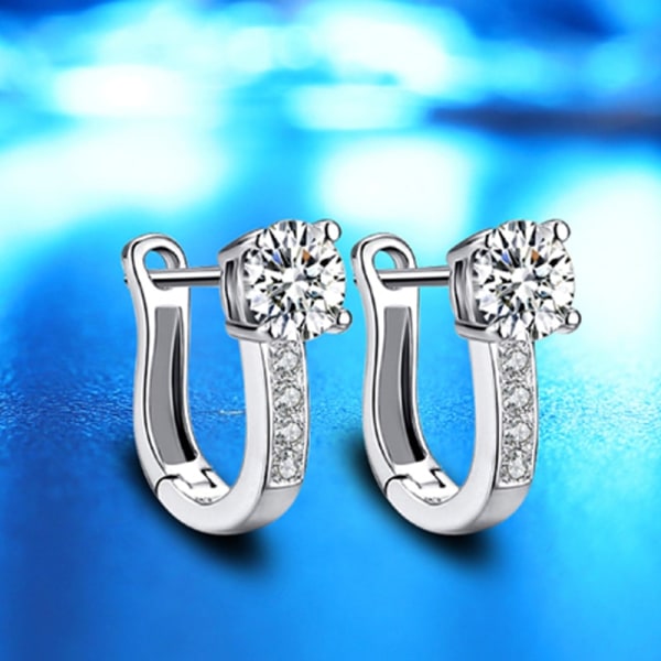 Tibetanska Silver U Type Örhängen Populära koreanska örhängen för kvinnor Nytt mode Zircon Ear Smycken Present Hot Rea E243