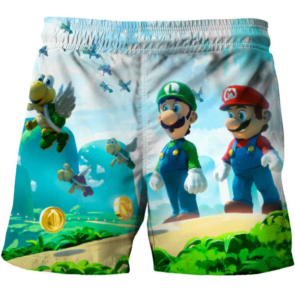 3D-printade Mario-shorts för barn, mellanstora och stora barn, casual tecknade strandshorts för pojkar No.3 110cm