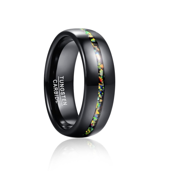 8mm Black Opal Dome Tungsten Carbide Ring Wedding Band For Mencomfort Fit Ringer Forlovelses Smykker Gave God kvalitet 11