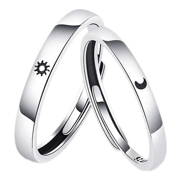 2-osainen Promise set Aurinko ja Kuu -tyylinen hopeoitu sormus pariskunnalle