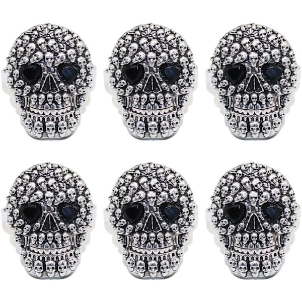 Halloween-lautasliinarenkaat, 12 kpl, Strass-kallolautasliinapidikkeet Silver Black Eyes