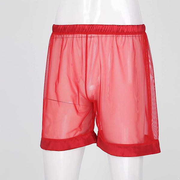 Genomskinliga mesh lösa shorts för män Lounge Underkläder Cover Up Boxer Trunks S-3xl XL
