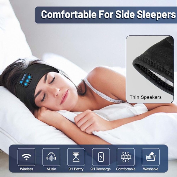 UniSleep Pannband Bluetooth-kuulokkeilla, musta black one size