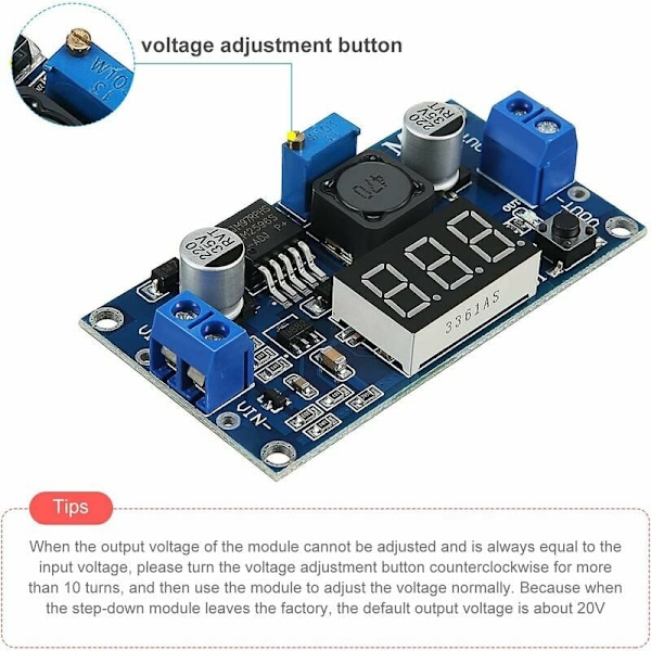 2 stk. DC-DC BUCK Spenningsomformer Effektmodul justerbar modul stabil 36V 24V 12V til 5V 2A Effektmodul med LED-display