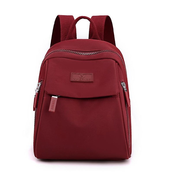 Vedenpitävä reppu Nylon kangaskassi Muoti reppu naisten rento opiskelijan koululaukku Suuri kapasiteetti työmatka matkalaukku päiväreppu punainen Red 20X25X14CM