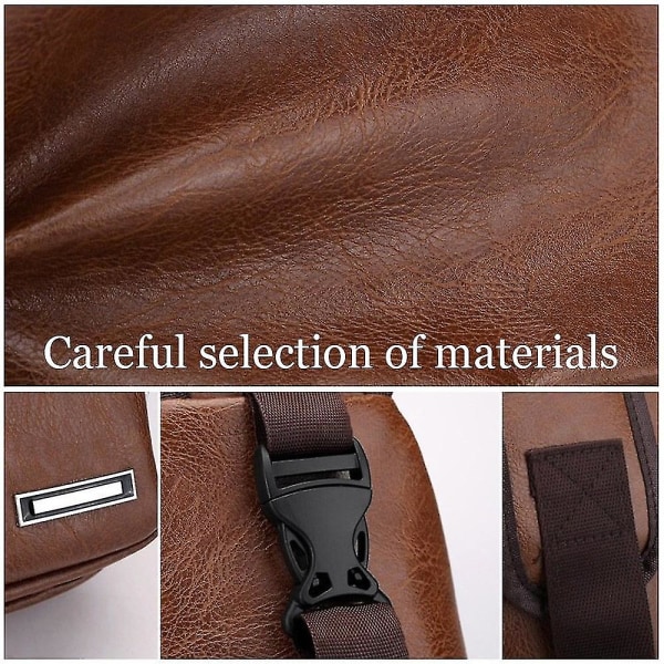Diagonal Herrväska USB Charging Pu Chest Bag Enkel Herr Casual Trend Axelväska brown