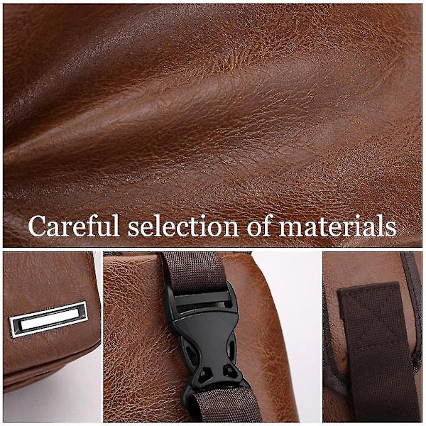 Diagonal mænds taske Usb Charging Pu brysttaske Simpel mænds Casual Trend skuldertaske brown