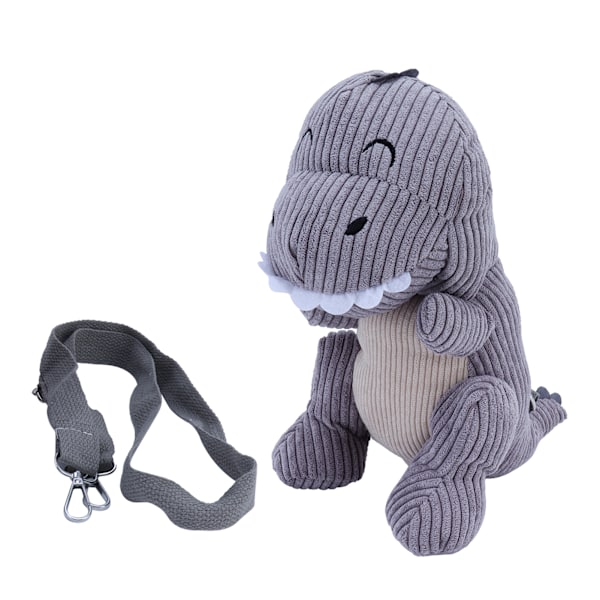 Sød og trendig randig dinosaurieaxel Crossbody-ryggsæk lysgrå