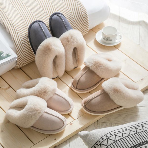 Tofflor i fårskinnsimitation fårskinn imitation beige 40-41
