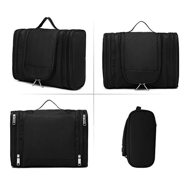 Toilet taske, unisex toilet taske, lille, sort - Hængbar toilet taske Black small