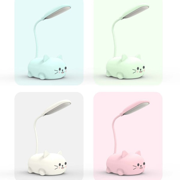 LED bordlampe tegneserie søt katt nattlampe green