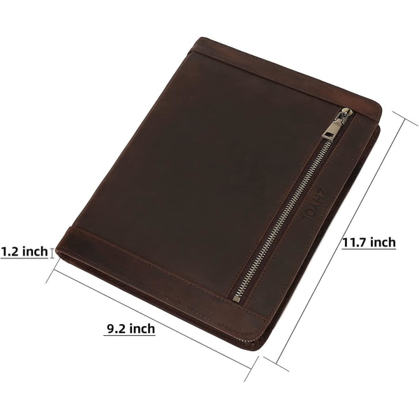 Skinnportefølje for Ipad Pro 11 2021 3./2./1. generasjon med blyantholder, ekte lær Business Notepad Legal Pad Notebook-portefølje med Z