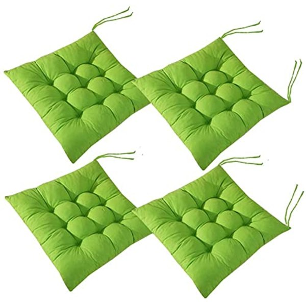 4 stk. Bløde Stolhynder, Stolhynder med Bånd, Stolhynder Spisestue til Have Terrasse Køkken Spisestue (40x40cm) E Grøn green