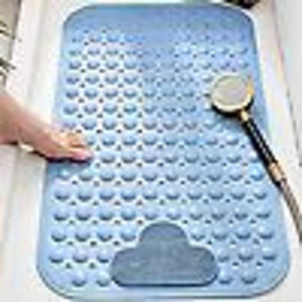 Halkfri duschmatta med fotskrubbborstemassager Blue 40x70cm