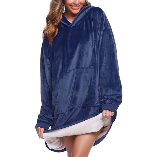 Oversized hettegenser genser filt med gigantisk hettegenser fram blau