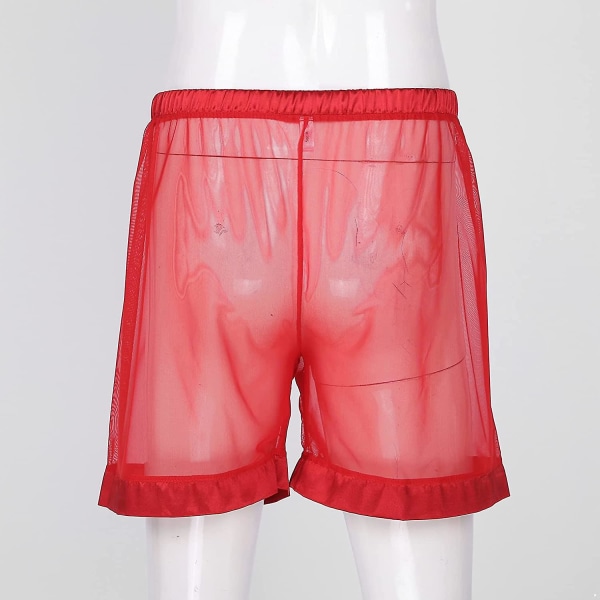 Gjennomsiktig mesh løse shorts for menn Lounge Undertøy Cover Up Boxer Trunks S-3xl M