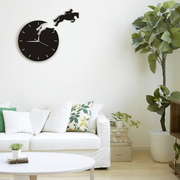 Art Decor Hevoshyppääjä Seinäkello Kello Hevosurheiluun Hevoskellot Design 3D Seinäkello