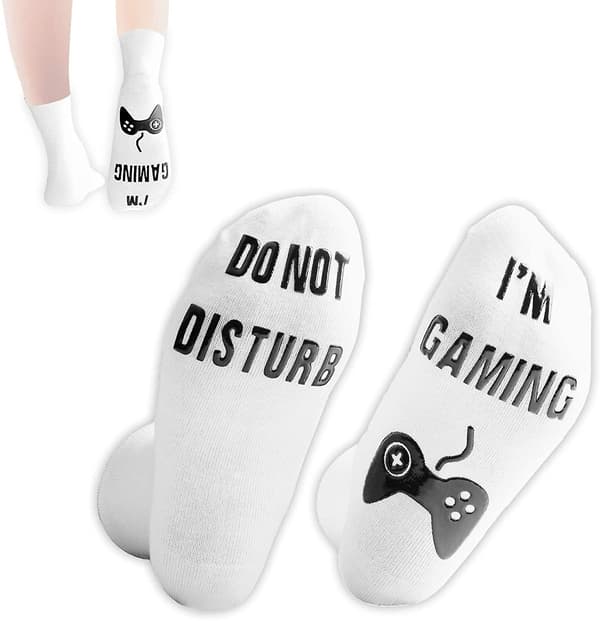 Stör ej I'm Gaming Strumpor, Gaming Sock Rolig Nyhetspresent White